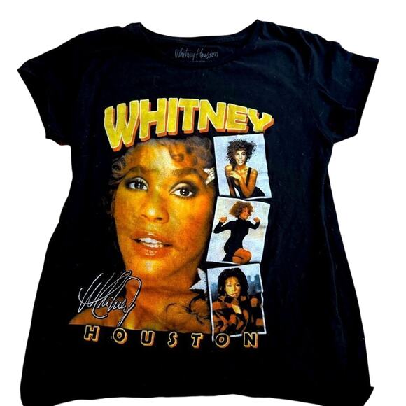 Whitney Houston T-Shirt Black Crew Neck Photo Montage, Size 1X - Picture 2 of 6